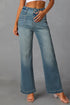 Vintage Wash Double Button Front Patch Pocket Flare Jeans